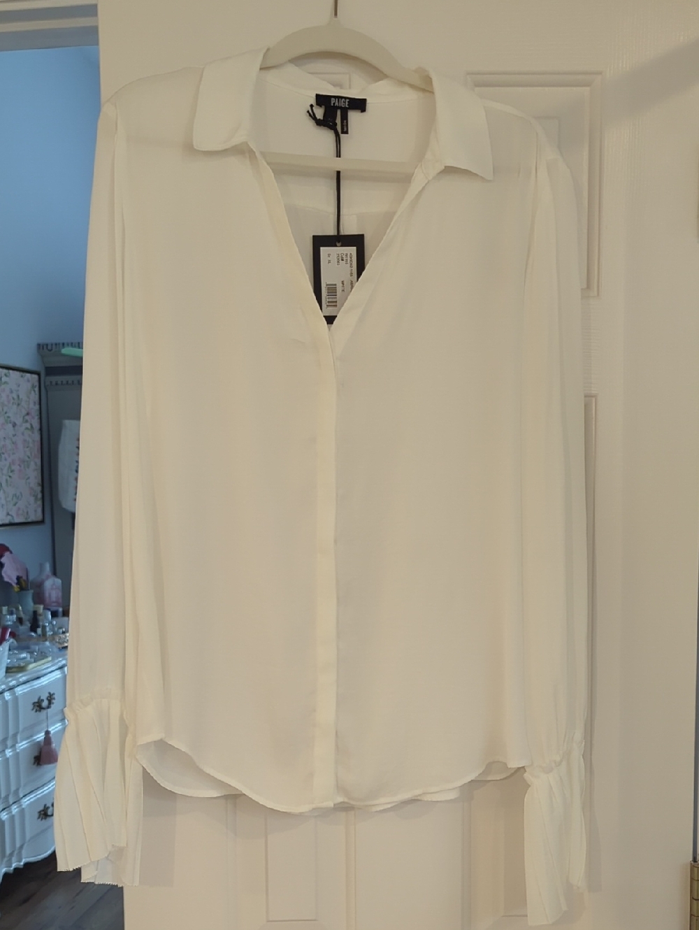 PAIGE Ivory Button-Front Long Sleeve Shirt